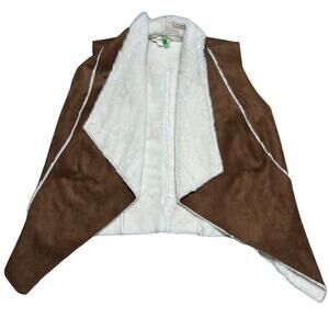 Nurture Women's Faux Suede & Fur Vest Size Large Open Front Western Cowgirl Cute